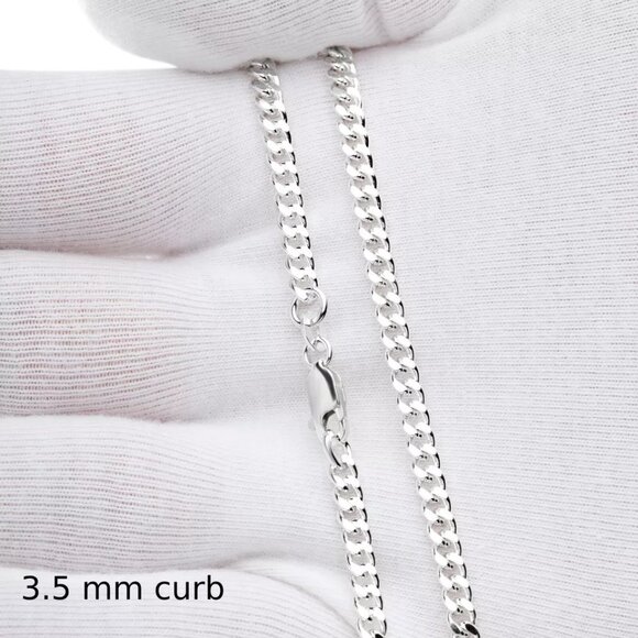 925 Sterling Silver Curb Necklace Chain In Various Lengths With A Gift Bag - Picture 11 of 11